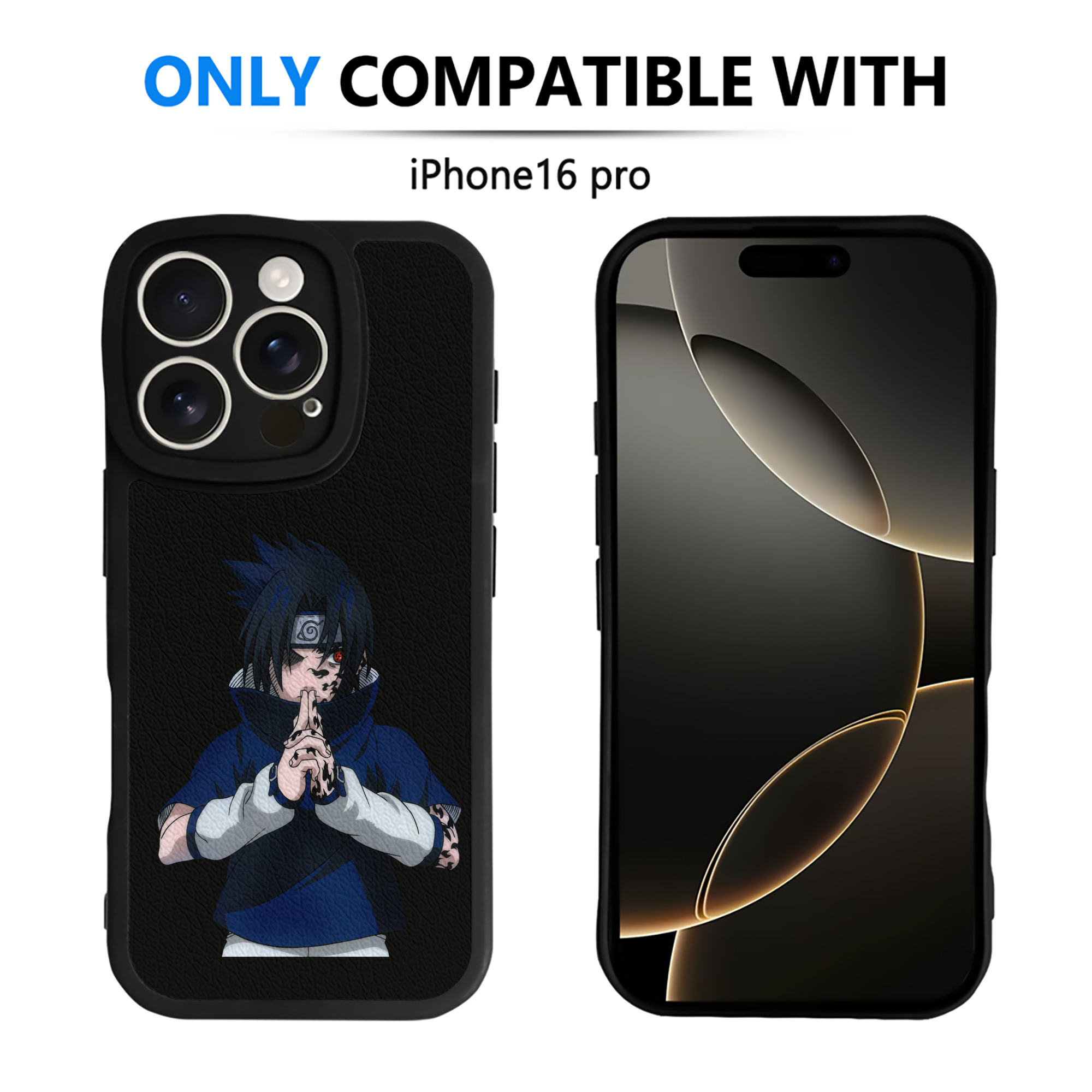 （画像用） NARUTO -ナルト- うちは サスケ Uchiha Sasuke 【iPhone 16シリーズ対応】シリコンスマホケース（レザー調） 材質：シリコン